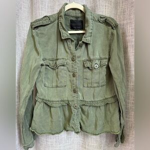 Sanctuary Green Utility Jacket Lightweight Tencel Linen medium